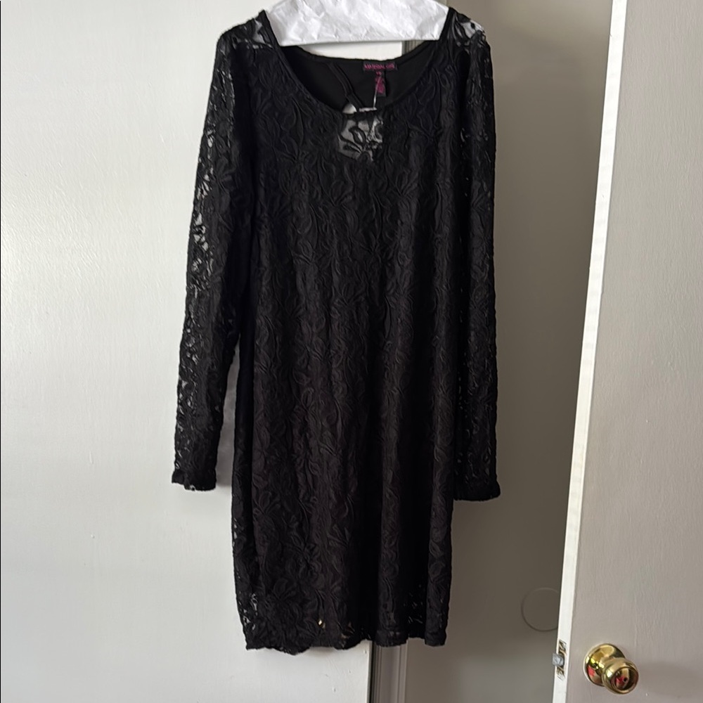 Material Girl Black Embellished Long Sleeve Sheath Dress